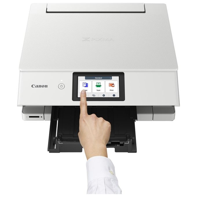 Canon TS8751 PIXMA TS8751 Stampante Multifunzione a Getto d'Inchiostro 6 Cartucce Separate Wi-Fi Stampa Fronte Retro Automatica Touchscreen 4,3 Pollici colore Bianco