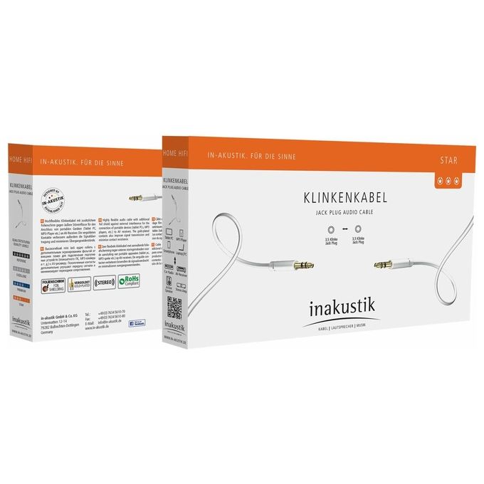 In-Akustik Star Cavo Audio 3mt 3,5mm Bianco