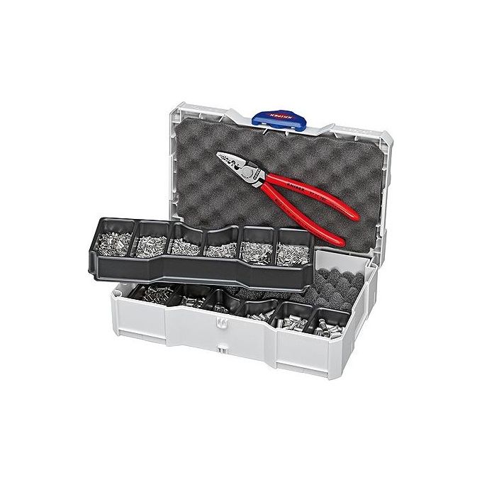 Knipex 97 90 05 Set Assortimento per Crimpare Terminali con Pinza in Valigetta TANOS MINI-systainer 1401 pezzi colore Rosso