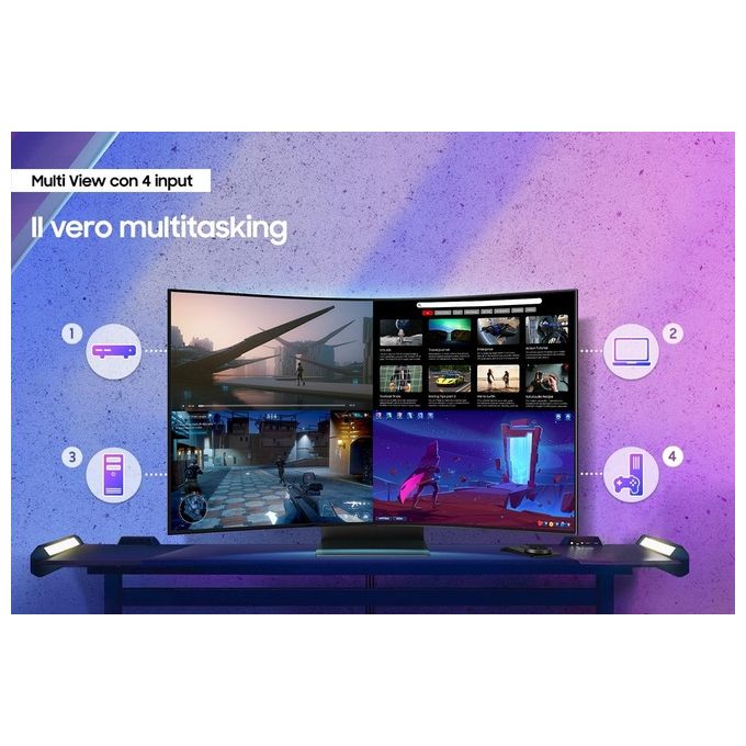 Samsung LS55CG970NUXEN Odyssey Ark 2ª Gen. Monitor Gaming Curvo 55'' UHD 4K 165Hz 1ms HDR10+ Quantum Mini LED colore Nero