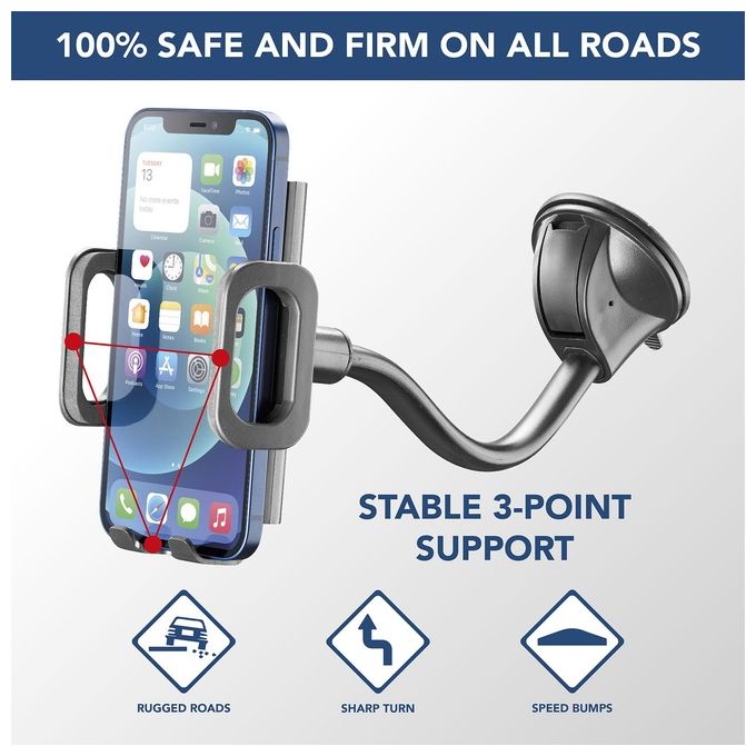 Cellular Line Hug Flexi Universal Supporto smartphone da auto con fissaggio a ventosa