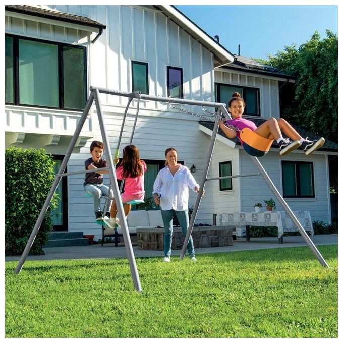 Intex 44122 Altalena Swing Set Grigia Seggiolino e Dondolo 249x249x203 cm Bimbo Grigio