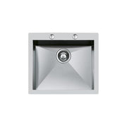 Foster 1243 050 Quadra Lavello Acciaio spazzolato da Incasso a Bordo Q4 1 Vasca con spigoli a fondo vasca raggiati e diamantatura 57,9x51cm