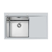 Foster 1250 052 Master Lavello Acciaio spazzolato da incasso Filotop Gocciolatoio a Destra 1 Vasca 86x52 cm