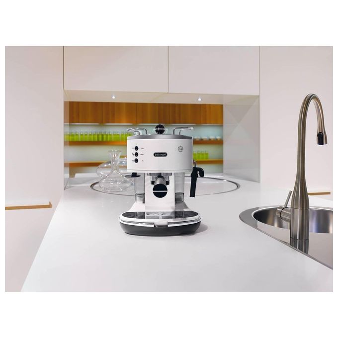 DeLonghi ECO311.W Icona Macchina da Caffe' Sistema Manuale Potenza 1100 W Capacita' 1,4 Litri Cappuccino System Porta Filtro Bianco