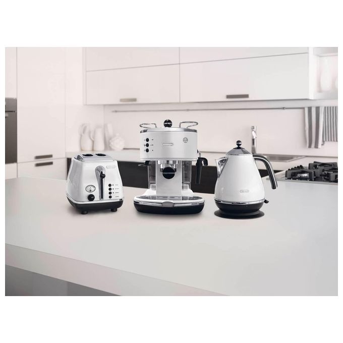 DeLonghi ECO311.W Icona Macchina da Caffe' Sistema Manuale Potenza 1100 W Capacita' 1,4 Litri Cappuccino System Porta Filtro Bianco
