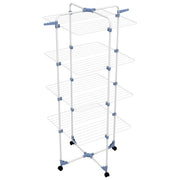 Gimi Modular Lux Stendibiancheria Verticale a Torre in Acciaio 40 Metri Stendibili 71x71x168,5 cm con Ruote e 4 Piani Pratici
