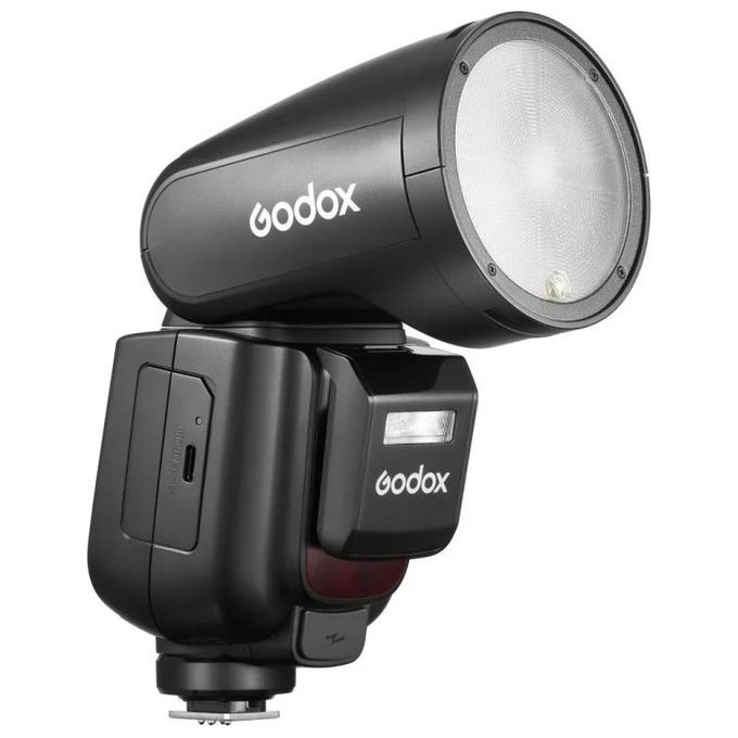 Godox 11417 V1Pro Flash TTL Testa Rotonda 76 Ws 28-105 mm 2,4 GHz 32 Canali 5 Gruppi Batteria Li-ion Ricaricabile USB-C colore Nero