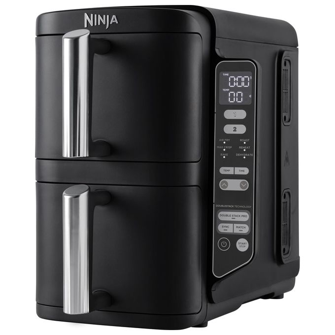 Ninja SL300EU Double Stack Friggitrice ad aria 7.6 L 2470W 6 Funzioni 2 Cestelli 4 Livelli di Cottura colore Nero
