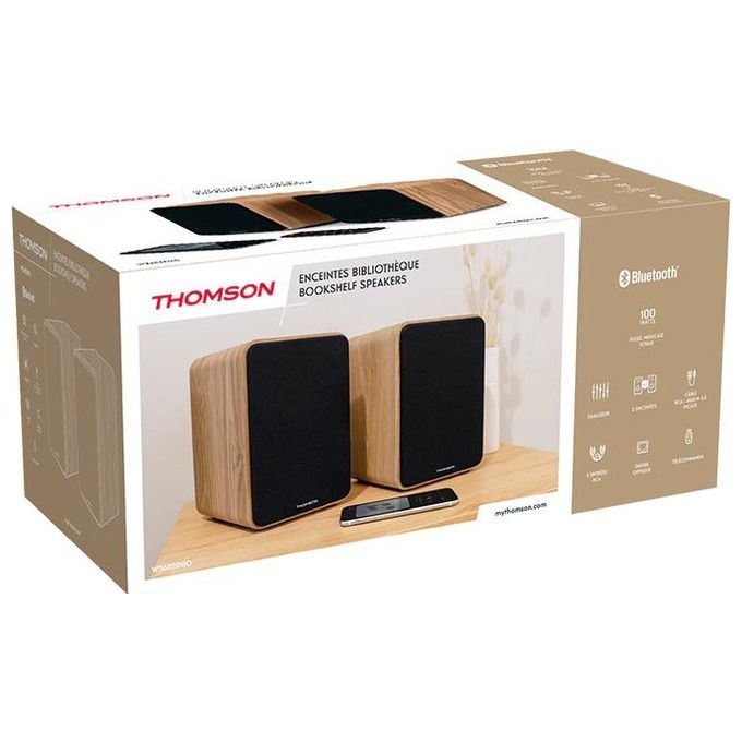 Thomson WS602DUO Casse Acustiche 2.0 Bookshelf 100 W Bluetooth 5.0 RCA Telecomando colore Legno
