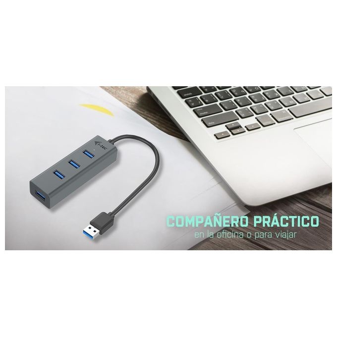I-tec Metal U3HUBMETAL403 Hub di Interfaccia Usb 3.0 Type-A 5000Mbit-s Grigio