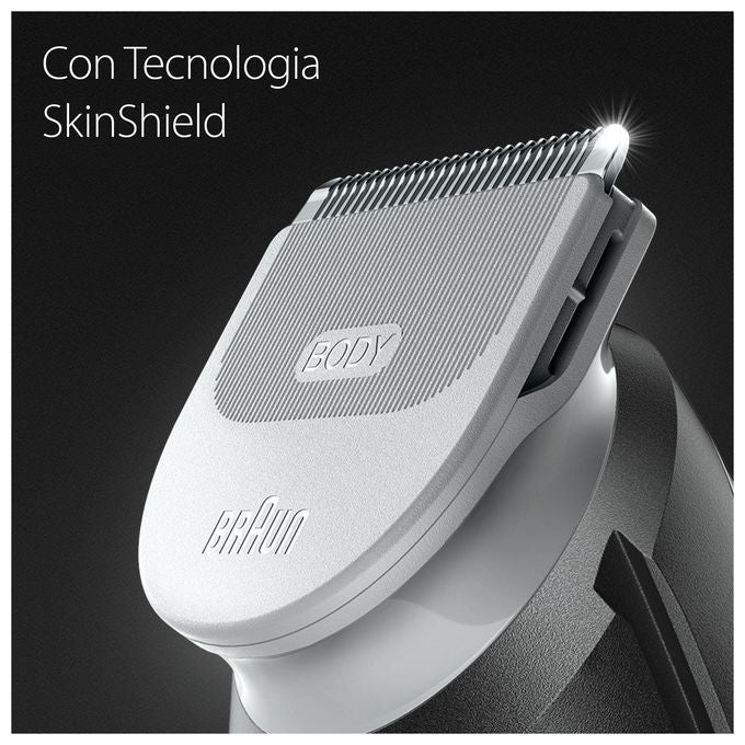 Braun BG5340 Serie 5 Depilatore Corpo Uomo SkinShield uso bagnato e secco autonomia 100 min colore Nero Grigio