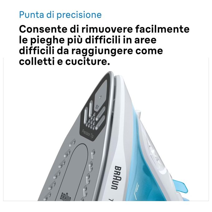 Braun TexStyle 1 Ferro da Stiro a Secco e a Vapore Ceramica 2000W Blu-Bianco
