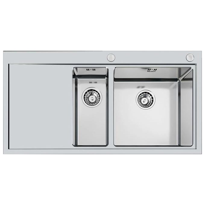 Foster 1251 051 Master Lavello Acciaio inox Spazzolato da incasso Filotop Gocciolatoio a Sinistra 1 vasca e 1-2 100x52cm