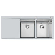 Foster 1252 051 Master Lavello Acciaio Inox Spazzolato da incasso Filotop Gocciolatoio a Sinistra 2 Vasche 100x52cm