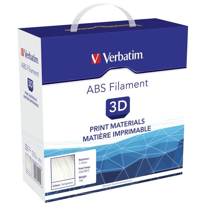 Verbatim bobina stampante 3d abs trasparente 1.75mm 1kg