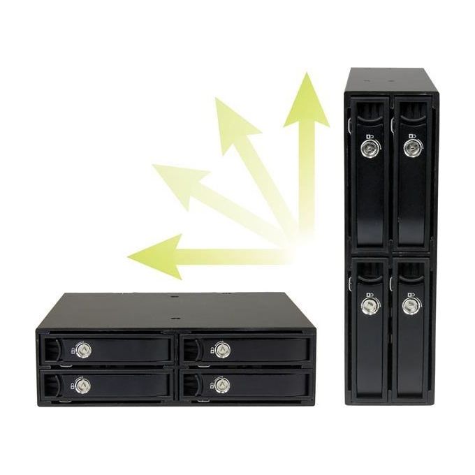 StarTech.com SATSASBP425 Backplane mobile per rack hot-swap 5.25'' 4 alloggiamenti HDD SSD SATA SAS 2.5'' 6 Gbps colore Nero