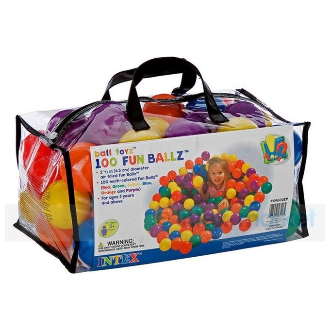 Intex Set 100 Pz Palline Colorate Da 6,5 Cm Gallegianti Per Bambini Per Gonfiabili