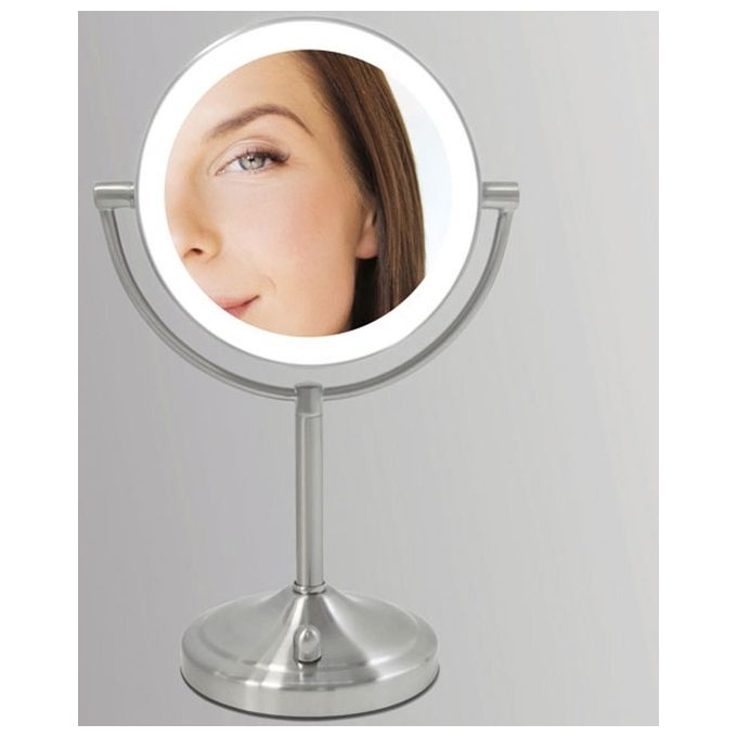 Homedics Beauty Spa Specchio Cosmetico Illuminato con Luci LED Specchio Double Face Rotante con Regolatore della Luce  Ingrandimento da 1X e 7X
