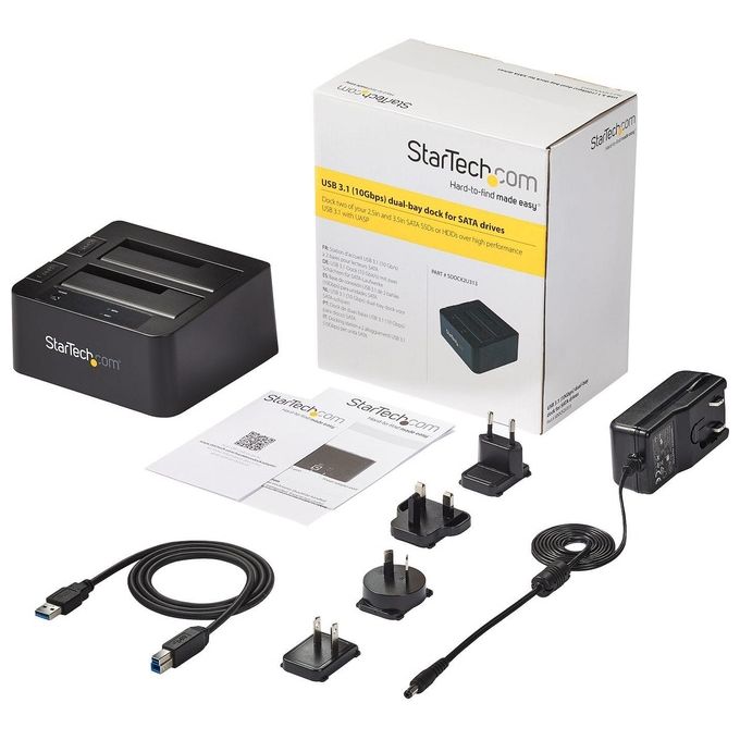 StarTech.com Box esterno USB 3.1 Gen 2 (10Gbps) a doppio alloggiamento da 2,5-3,5 SATA SSD-HDD