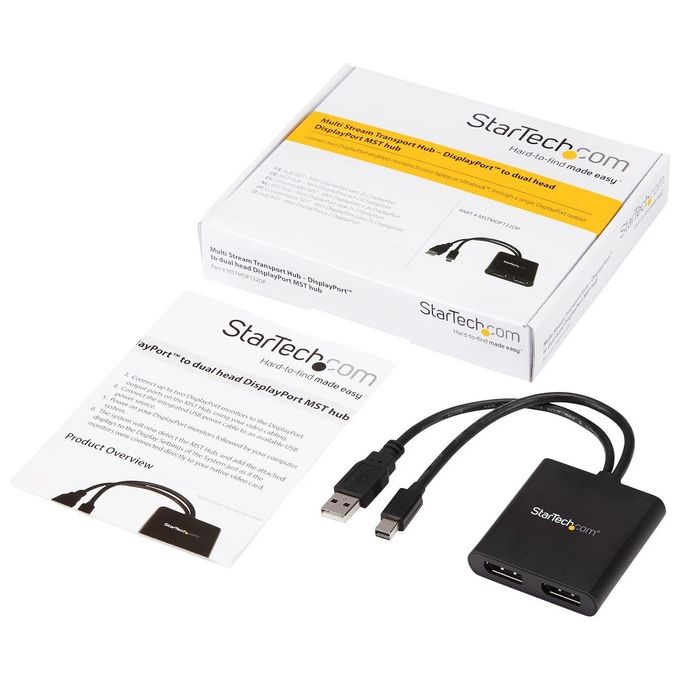 Startech adattatore splitter mst hub - mini displayport a 2 porte displayport