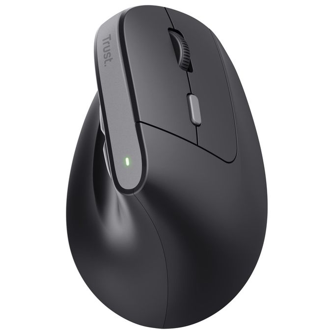 Trust 25145 Bayo II Mouse Ergonomico Wireless RF Ottico 2400 DPI 6 Tasti Ricaricabile USB-C colore Nero