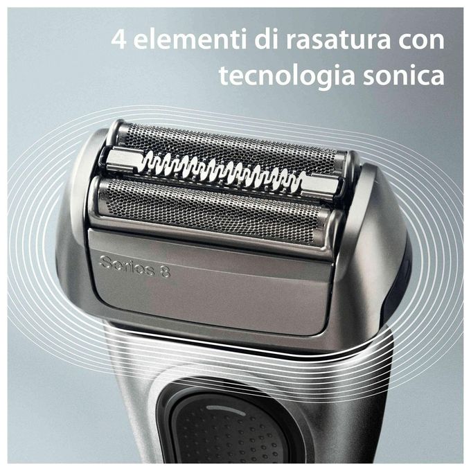Braun 8517S Series 8 Rasoio elettrico WetandDry 4 testine autonomia 60 min colore Argento