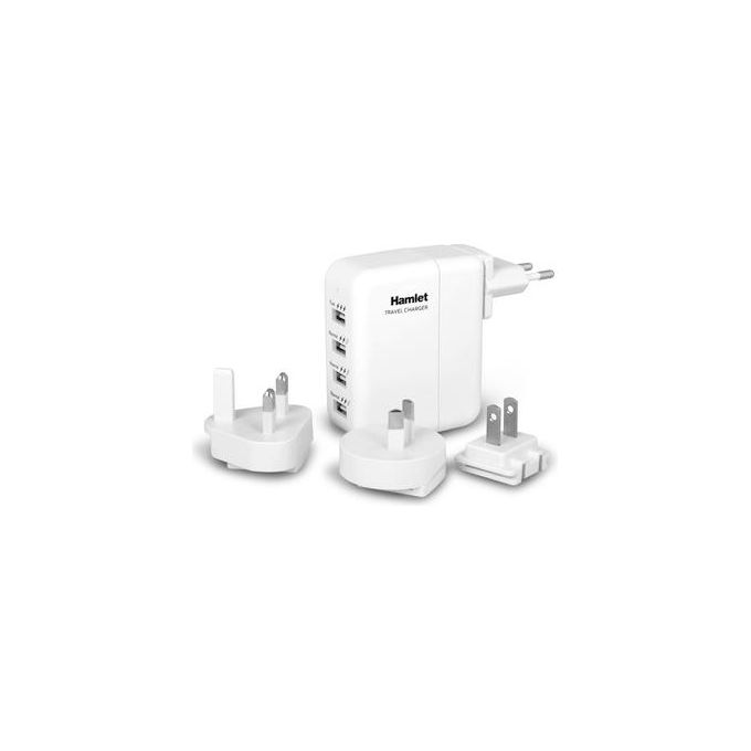 Hamlet Alimentatore Parete 4 porte Usb 20w con Adattatori
