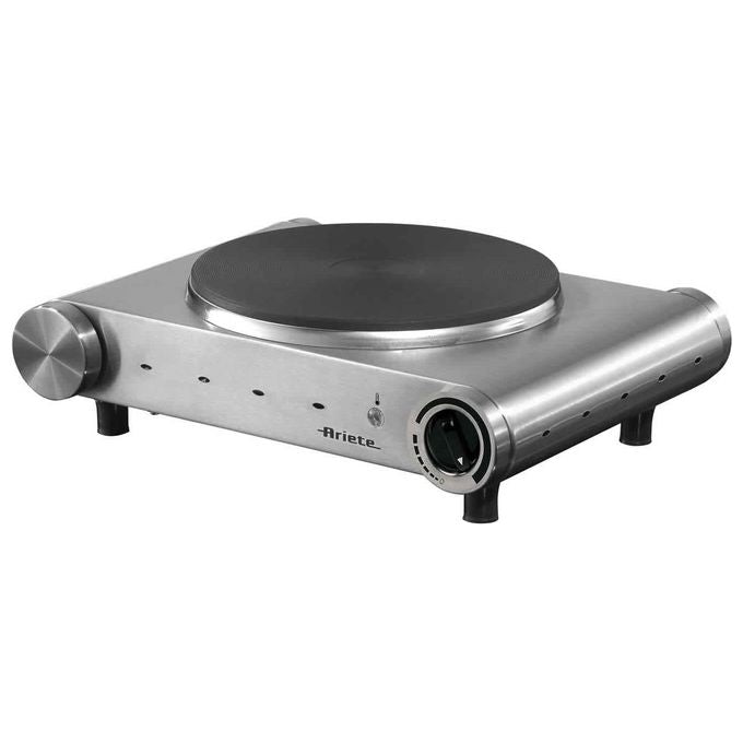 Ariete 993 Piastra Singola - Fornello Elettrico Singolo ideale per cucinare fuori casa in viaggio campeggio vacanza. Diametro 188mm Temperatura Regolabile 1500 W Acciaio