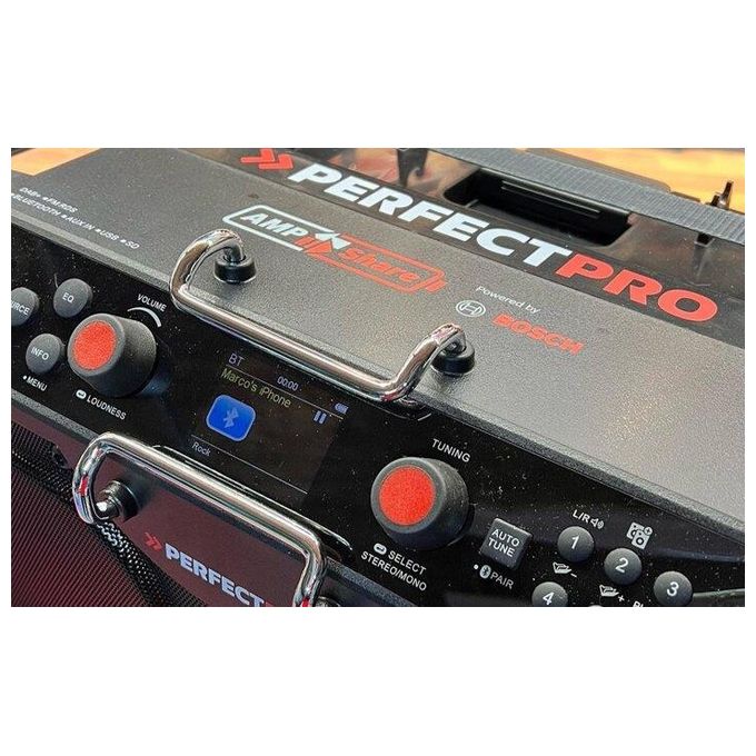 Perfectpro RH4-18V ROCKHART Radio da cantiere digitale DAB+ FM 60 W Bluetooth 5.2 IP44 colore Nero Rosso