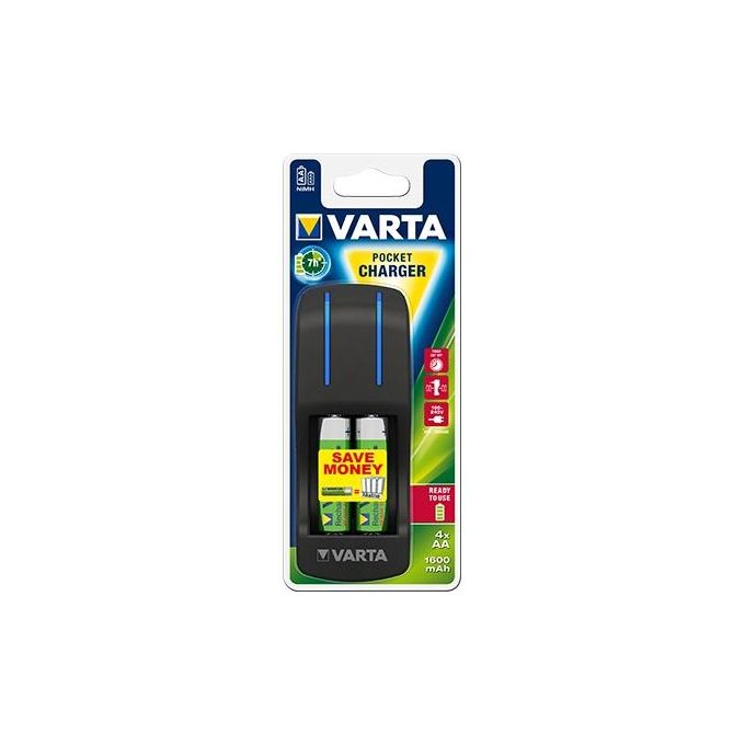 Varta Caricabatterie Pocket Charger con 4 Stilo da 1600mAh