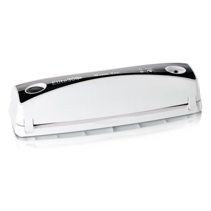Magic Vac Elite 300 Plus Macchina Sottovuoto per Alimenti Freschi e Umidi Sigillatrice Sacchetti con Taglierino 1 Tubo per Contenitori e Accessori 5 sacchetti Pre-Tagliati Inclusi