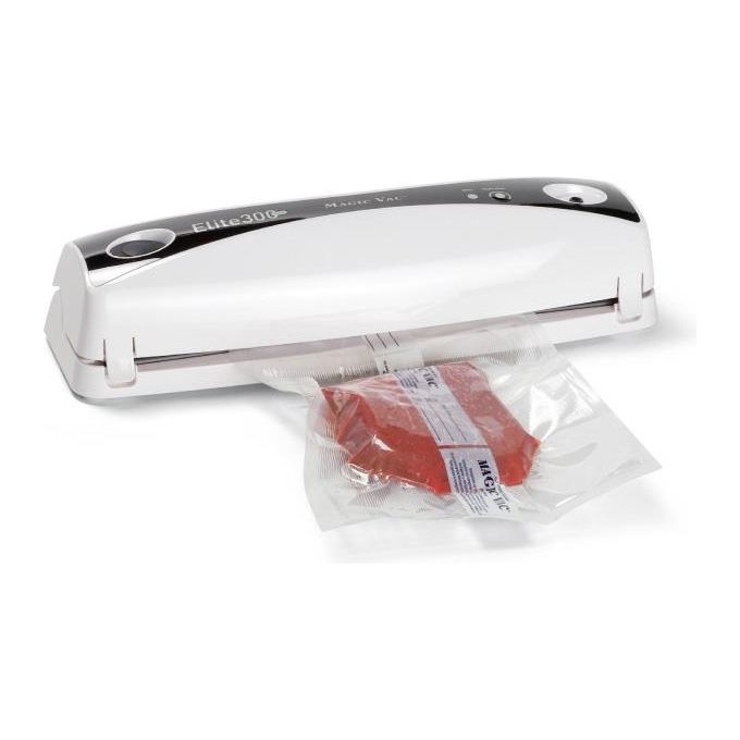 Magic Vac Elite 300 Plus Macchina Sottovuoto per Alimenti Freschi e Umidi Sigillatrice Sacchetti con Taglierino 1 Tubo per Contenitori e Accessori 5 sacchetti Pre-Tagliati Inclusi