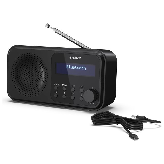 Sharp DR-P420BK DR-P420 Radio Digitale Portatile DAB DAB+ FM Bluetooth 5.0 USB Micro-B Display LCD Dimmerabile Doppia Sveglia colore Nero