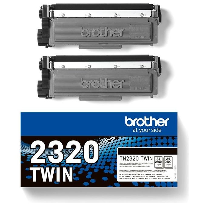 Brother TN-2320TWIN Toner Originale Doppia Confezione 2600 Pagine per Stampante Laser colore Nero