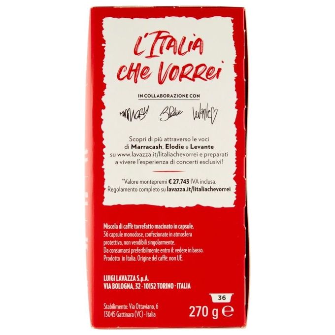 Lavazza A Modo Mio Capsule Caffe' Qualita' Rossa 36 Pezzi