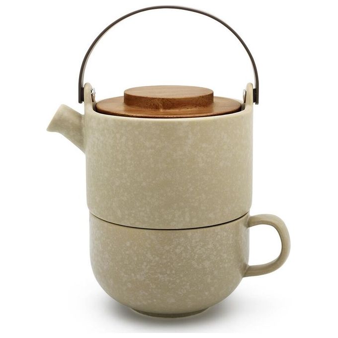 Bredemeijer Tea-for-one Umea Beige con Coperchio in Legno di Acacia