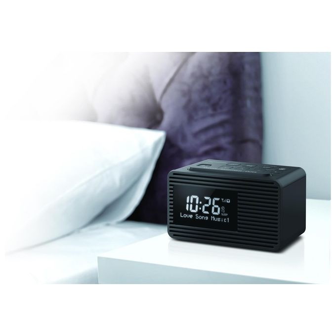 Panasonic RC-D8EG-K Radiosveglia Digitale DAB+ FM Display LCD Doppio Timer Sleep Snooze Ricarica USB colore Nero