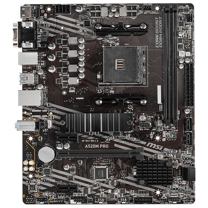 MSI A520M PRO Scheda Madre micro ATX Socket AM4 Chipset AMD A520 DDR4 64 GB Gigabit Ethernet