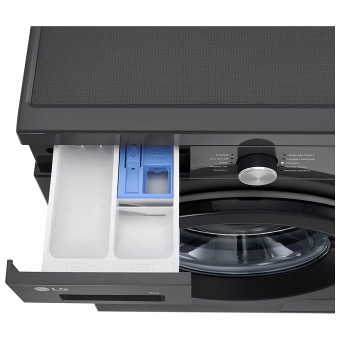 LG F4NX1009NMB Serie X1 - Lavatrice a carica frontale 9 kg, 1400 rpm, Classe A, 6 Motion Direct Drive, Allergy Care, Wi-Fi, (85x60x55 cm), Nero