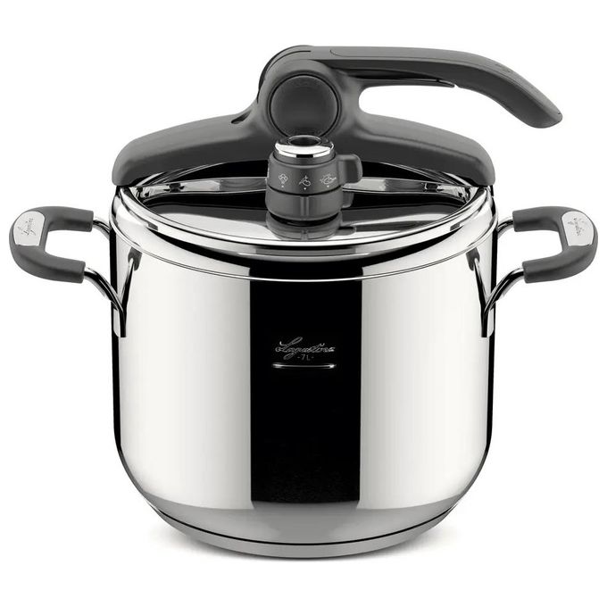Lagostina pentola a pressione briosa 7l acciaio inox lagoeasyup manici silicone 22cm