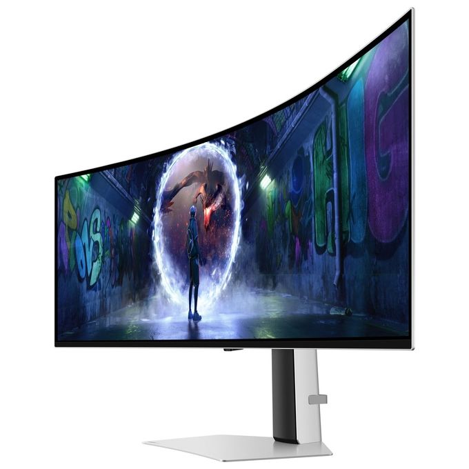 Samsung G93SD Odyssey OLED G9 Monitor Gaming Curvo 49'' 5120x1440 Dual QHD 240Hz 0,03ms FreeSync Premium Pro colore Argento
