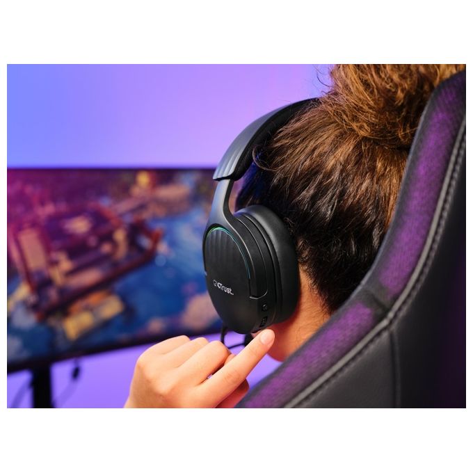 Trust 24901 GXT 491 Fayzo Cuffie Gaming Wireless Bluetooth 2.4 GHz Surround 7.1 50 mm 22 ore RGB colore Nero