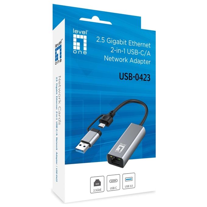 LevelOne USB-0423 Scheda di Rete e Adattatore Ethernet 2500 Mbit-s