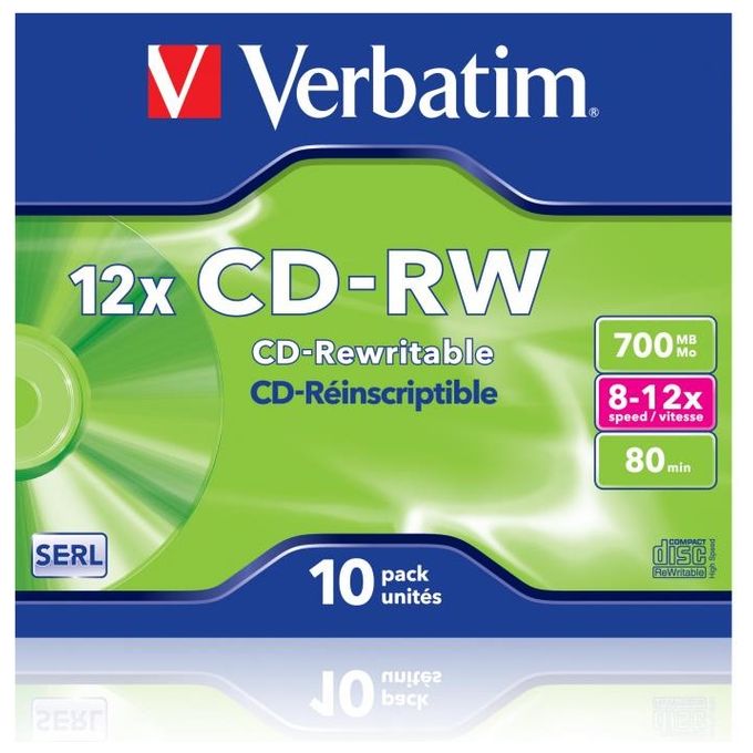Verbatim Cd-rw 700mb 80 Riscriv.12x Cf.10 Xx
