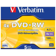 Verbatim DVD+RW 4x 4,7GB Advanced SERL Pack 5 uds JCase