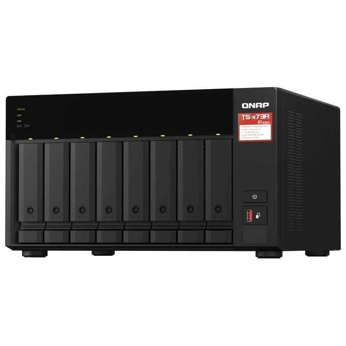 Qnap TS-873A-8G NAS Tower 8 Bay AMD Ryzen Embedded V1500B 4 Core 8GB DDR4 2x 2.5GbE 2x PCIe Gen3 2x M.2 NVMe colore Nero