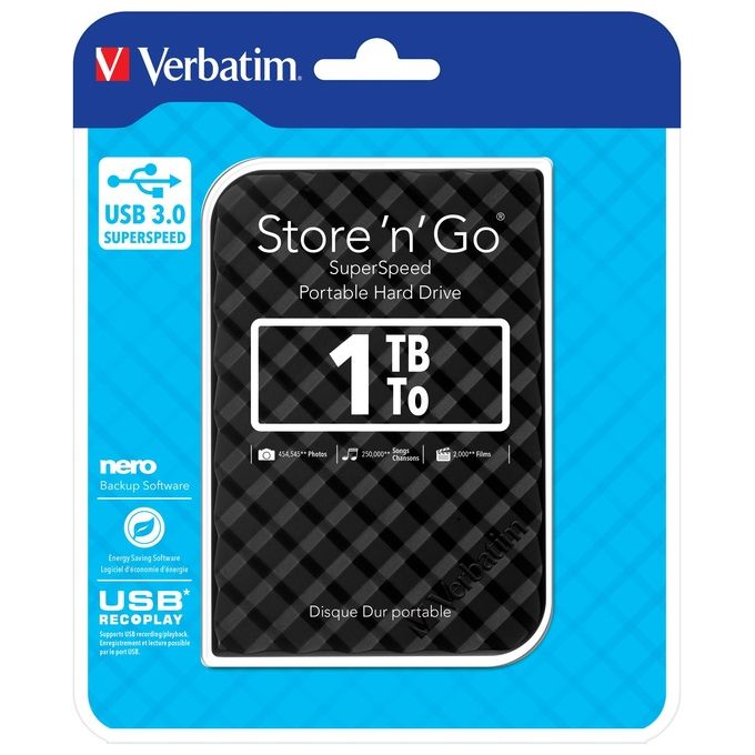 Verbatim 53194 Store 'n' Go Hard Disk Esterno 1 TB USB 3.0 colore Nero