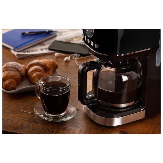 Ariete 1396-02 Moderna Macchina da caffe' con Filtro 1,5 L fino a 15 Tazze 900 W Display LCD Base Riscaldante colore Nero