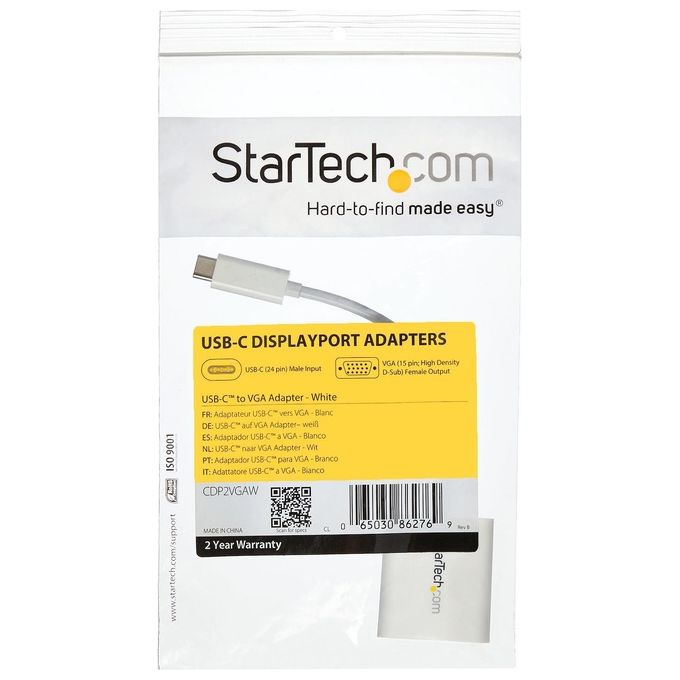 Startech adattatore usb-c a vga - convertitore video usb 3.1 type-c a vga - 1080p - Bianco